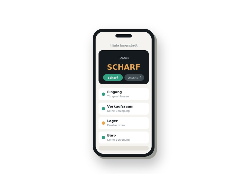 Smartphone-App für die Alarmanlage