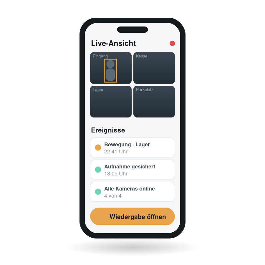 Smartphone-App mit Live-Ansicht